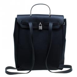 Pre Owned Hermes Black Herbag 2 in 1 tote and handbag Convertible Satchel