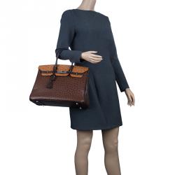 HERMÈS Limited Edition Ostrich Birkin 35 handbag in Brown and