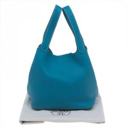 Hermes Azure Clemence Leather Picotin MM Bag