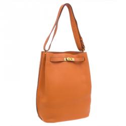 Pre Owned Hermes Orange Togo Leather Gold Hardware So Kelly 26 cm Bag