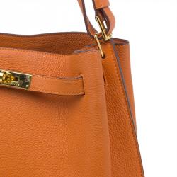 Pre Owned Hermes Orange Togo Leather Gold Hardware So Kelly 26 cm Bag