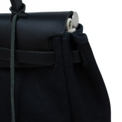 Pre Owned Hermes Beige/Black Canvas and Vache Calfskin Leather 2-in-1 Herbag PM Bag