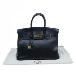 Hermes Noir Togo Leather Gold Hardware Birkin 35 Bag