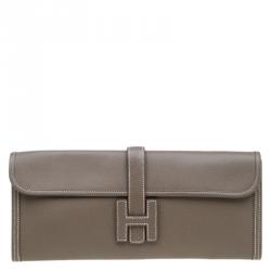 Pre Owned Hermes Brown Epsom Leather Jige Clutch