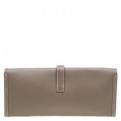 Pre Owned Hermes Brown Epsom Leather Jige Clutch