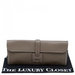 Pre Owned Hermes Brown Epsom Leather Jige Clutch