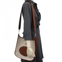 Pre Owned Hermes Bi Color Toile Canvas/Leather Evelyne II PM Bag