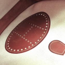 Pre Owned Hermes Bi Color Toile Canvas/Leather Evelyne II PM Bag