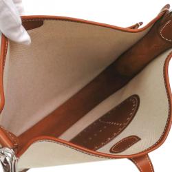 Pre Owned Hermes Bi Color Toile Canvas/Leather Evelyne II PM Bag