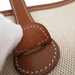 Pre Owned Hermes Bi Color Toile Canvas/Leather Evelyne II PM Bag