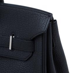 Hermes Noir Fjord Leather Palladium Hardware Birkin 35 Bag