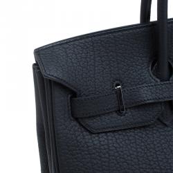 Hermes Noir Fjord Leather Palladium Hardware Birkin 35 Bag