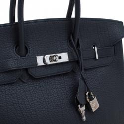 Hermes Noir Fjord Leather Palladium Hardware Birkin 35 Bag