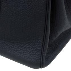 Hermes Noir Fjord Leather Palladium Hardware Birkin 35 Bag