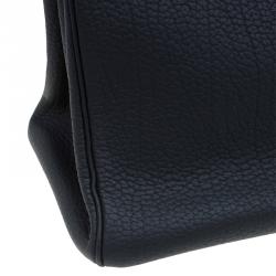 Hermes Noir Fjord Leather Palladium Hardware Birkin 35 Bag