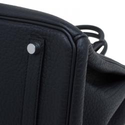 Hermes Noir Fjord Leather Palladium Hardware Birkin 35 Bag