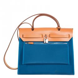 مملوكة مسبقًا Hermes Bi Color Toile Canvas/Vache Leather Herbag Zip 31 Bag
