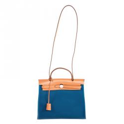 مملوكة مسبقًا Hermes Bi Color Toile Canvas/Vache Leather Herbag Zip 31 Bag