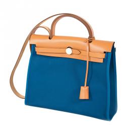 مملوكة مسبقًا Hermes Bi Color Toile Canvas/Vache Leather Herbag Zip 31 Bag