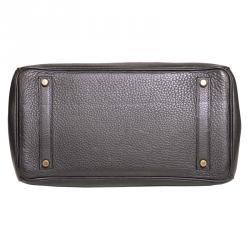 Hermes Noir Taurillon Clemence Leather Gold Hardware Birkin 35 Bag