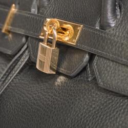 Hermes Noir Taurillon Clemence Leather Gold Hardware Birkin 35 Bag