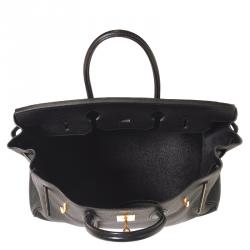 Hermes Noir Taurillon Clemence Leather Gold Hardware Birkin 35 Bag