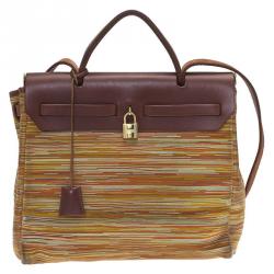 Hermes Multicolor Canvas and Leather Vibrato 2 in 1 Herbag 30 cm Bag