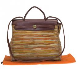 Hermes Multicolor Canvas and Leather Vibrato 2 in 1 Herbag 30 cm Bag