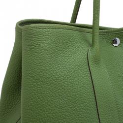 Pre Owned Hermes Green Pelouse Togo Leather Garden Party MM Tote