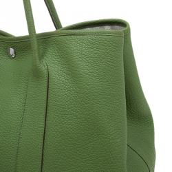 Pre Owned Hermes Green Pelouse Togo Leather Garden Party MM Tote
