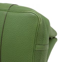 Pre Owned Hermes Green Pelouse Togo Leather Garden Party MM Tote