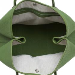 Pre Owned Hermes Green Pelouse Togo Leather Garden Party MM Tote