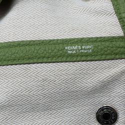 Pre Owned Hermes Green Pelouse Togo Leather Garden Party MM Tote