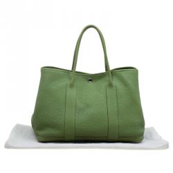 Pre Owned Hermes Green Pelouse Togo Leather Garden Party MM Tote