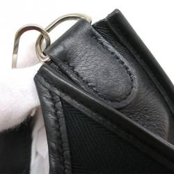 Pre Owned Hermes  Chevron/Swift Black Toile Evelyne I PM Shoulder Bag