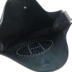 Pre Owned Hermes  Chevron/Swift Black Toile Evelyne I PM Shoulder Bag