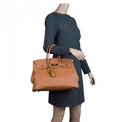 Pre Owned Hermes Brown Togo Leather Gold Hardware Birkin 35 Bag