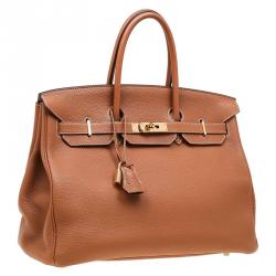 Pre Owned Hermes Brown Togo Leather Gold Hardware Birkin 35 Bag