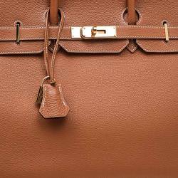 Pre Owned Hermes Brown Togo Leather Gold Hardware Birkin 35 Bag