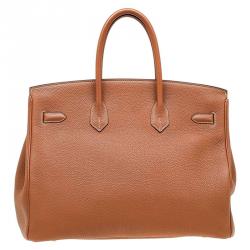 Pre Owned Hermes Brown Togo Leather Gold Hardware Birkin 35 Bag
