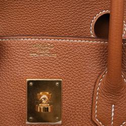 Pre Owned Hermes Brown Togo Leather Gold Hardware Birkin 35 Bag