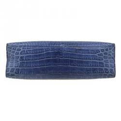 Hermes Blue Niloticus Crocodile Palladium Kelly Pochette