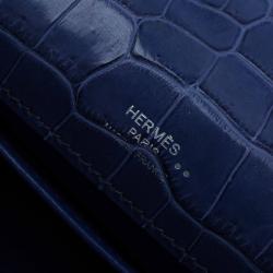 Hermes Blue Niloticus Crocodile Palladium Kelly Pochette