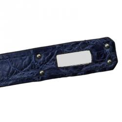 Hermes Blue Niloticus Crocodile Palladium Kelly Pochette
