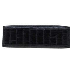 Hermes Black Alligator Palladium Kelly Pochette