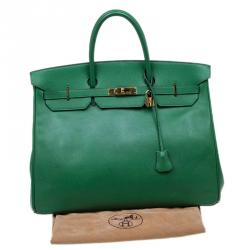 Hermes Green Epsom Leather Gold Hardware Birkin 40 Bag