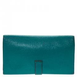Pre Owned Hermes Green Chevre Bearn Gusset Tri-Fold Wallet