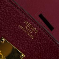 Hermes Vermillion Red Clemence Leather Gold Hardware Shoulder Birkin 42 Bag