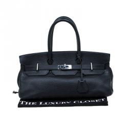 Hermes Noir Clemence Leather Palladium Hardware Shoulder Birkin 42 Bag
