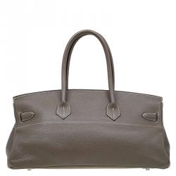 Hermes Etain Clemence Leather Palladium Hardware Shoulder Birkin 42 Bag